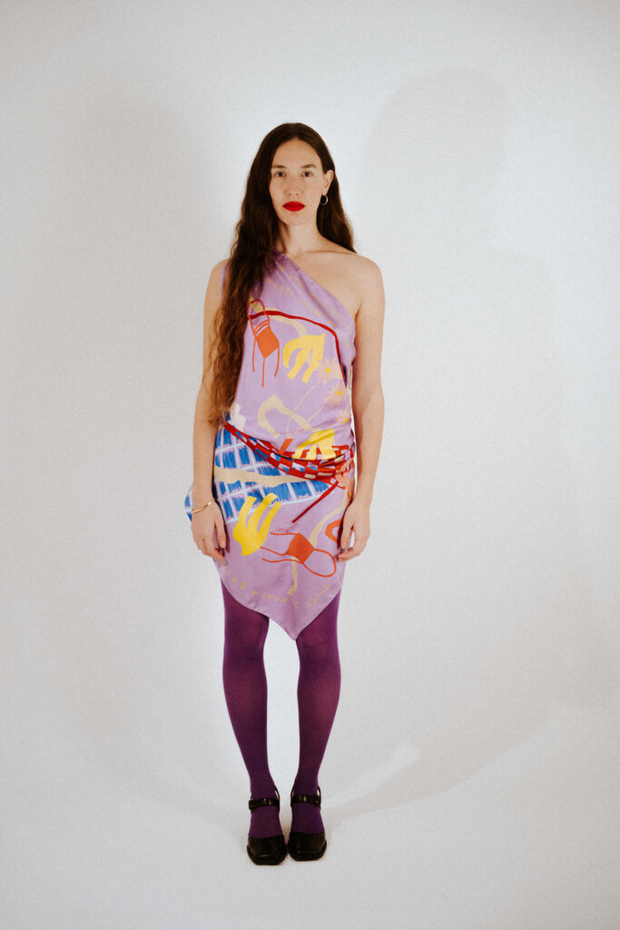Kiku lilac silk scarf - Image 3