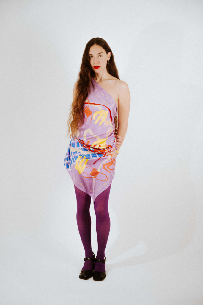 Kiku lilac silk scarf - Image 7