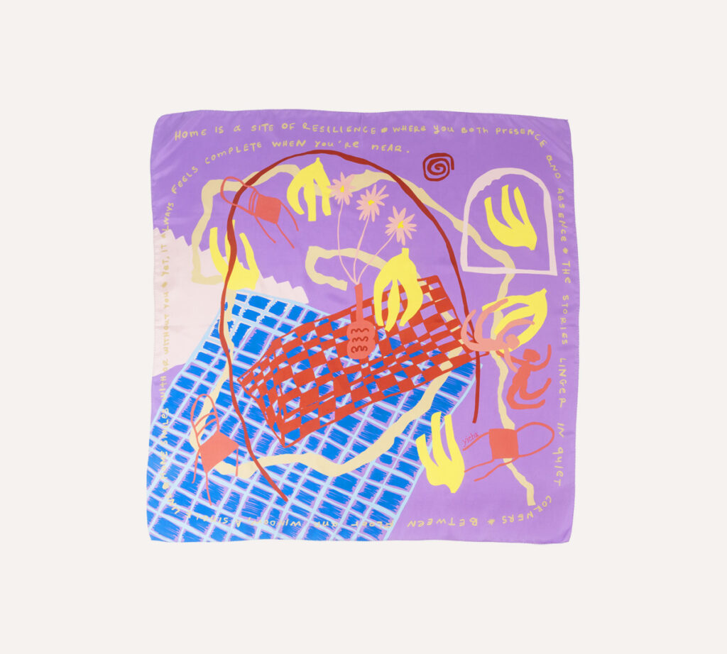 Kiku lilac silk scarf - Image 4