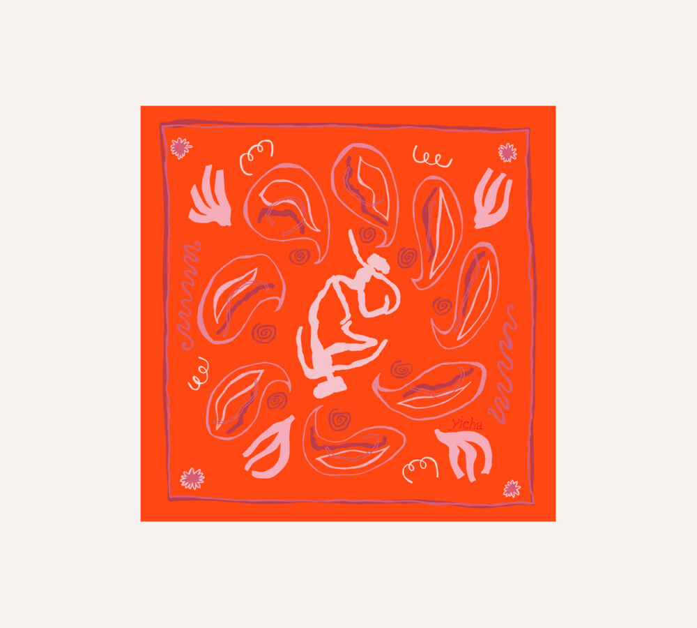 Kokoro orange silk bandana